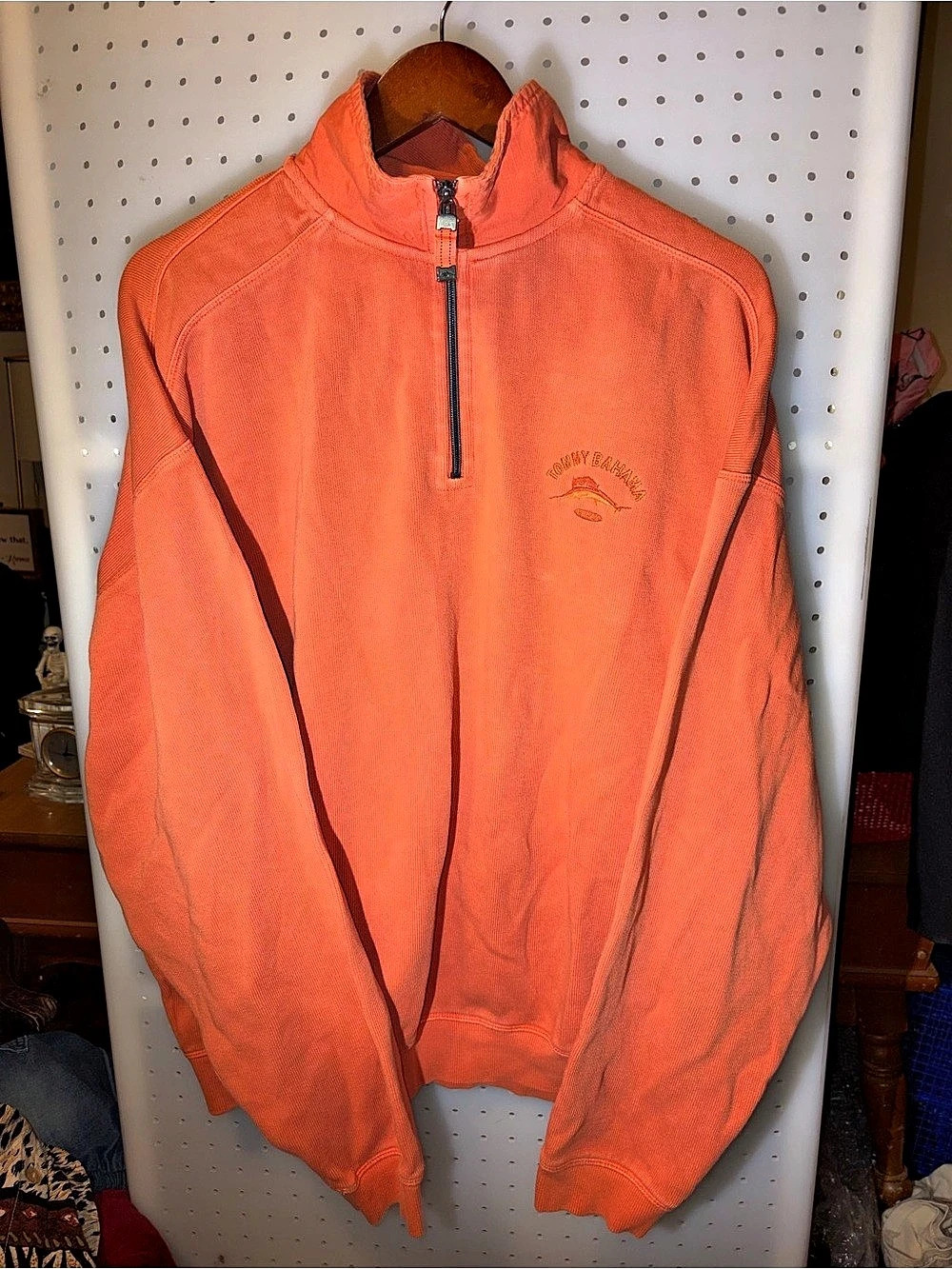 Tommy Bahama Orange Quarter Zip Pullover XXL Like New